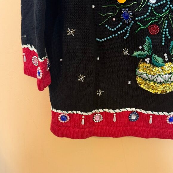 Vtg Victoria jones Ugly Christmas Sweater Womens Large Oversized Multicolor - Picture 3 of 5